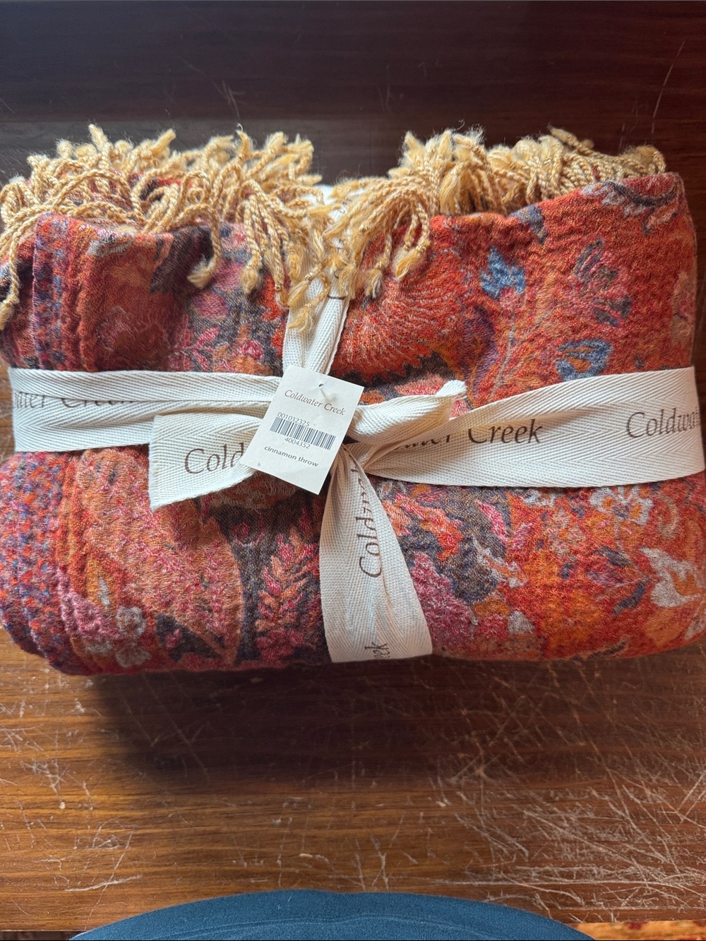 Coldwater Creek Cinnamon Paisley Fringe Throw